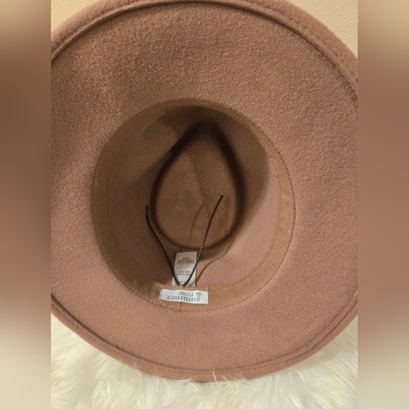 Women's Summer & Rose Wool Fedora Hat with Beige With black Trimming - Picture 9 of 16